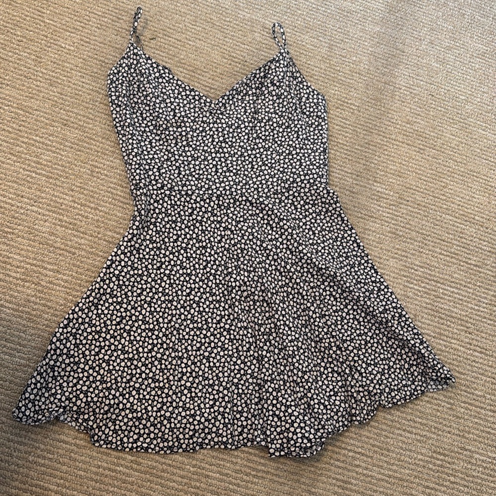 Zara romper - black with white and yellow florals